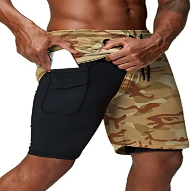 Double-layer anti-glare sports shorts
