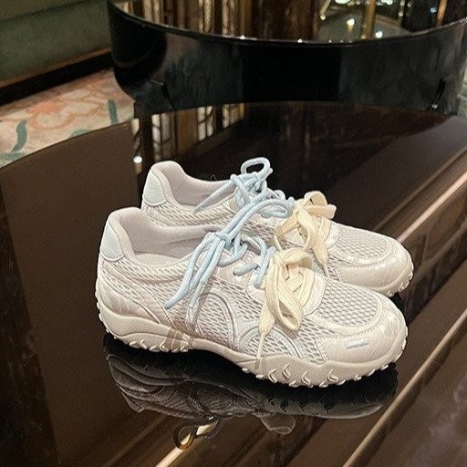 Women Breathable Mesh Lace Up Sneakers Two Pairs Shoelace Retro Casual Training Shoes