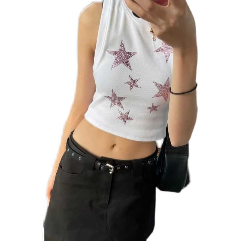 Stars Hot Drill Vest Spice Girl Tight Height Waist