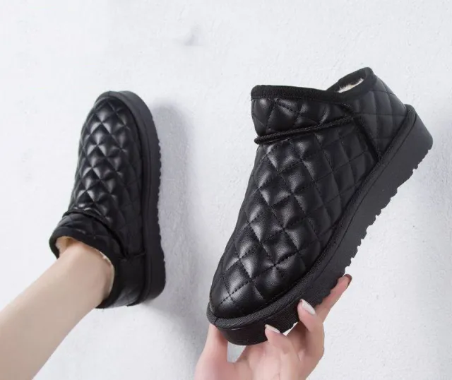 Korean Version Of All match Flat Bread Shoes Plus Velvet Short Boots Black - Shop at LoveMi