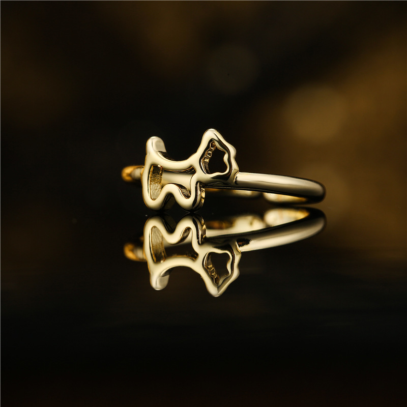 Copper Plated 18K Gold Cute Dog Shape Ring Female