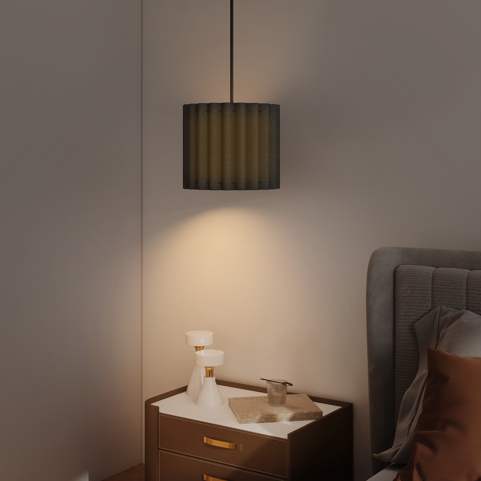 Linen Pendant Light, Bedside Ceiling E27 Bulb, Modern Style, Suitable — image 11