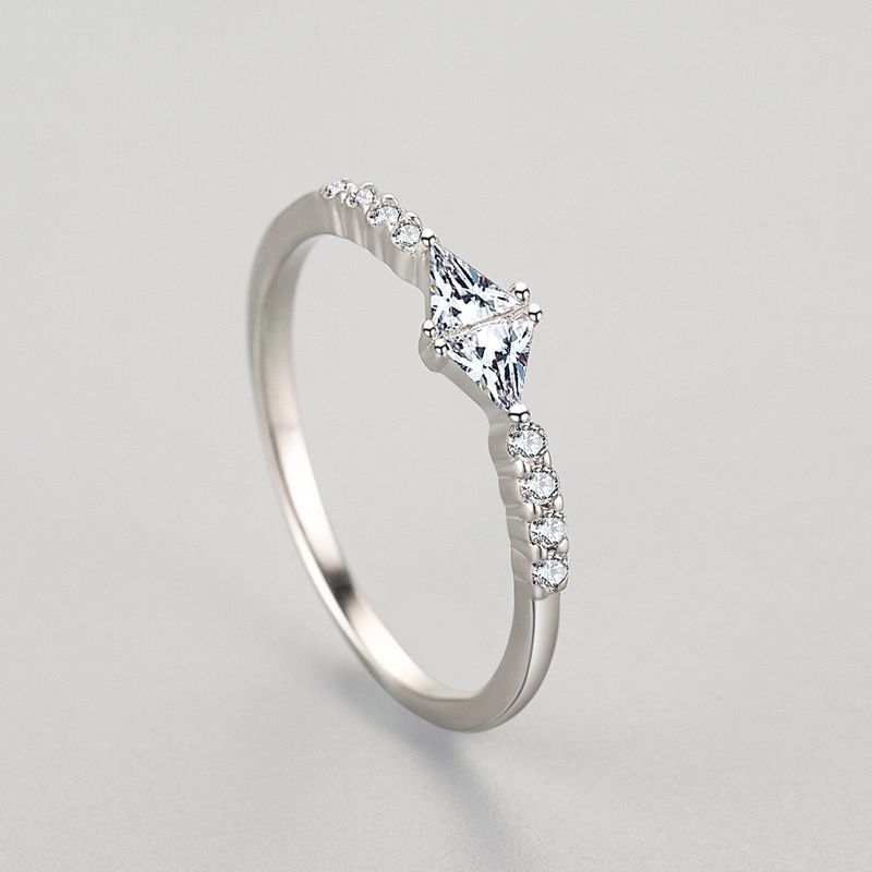 925 Sterling Silver Ring Female Korean Niche Design Geometric Diamond Closed Index Finger