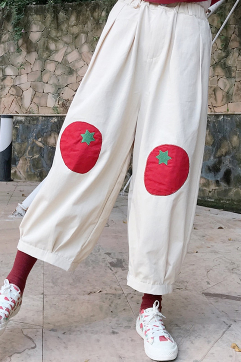 Women's Japanese Style Patch Slim Casual Pants