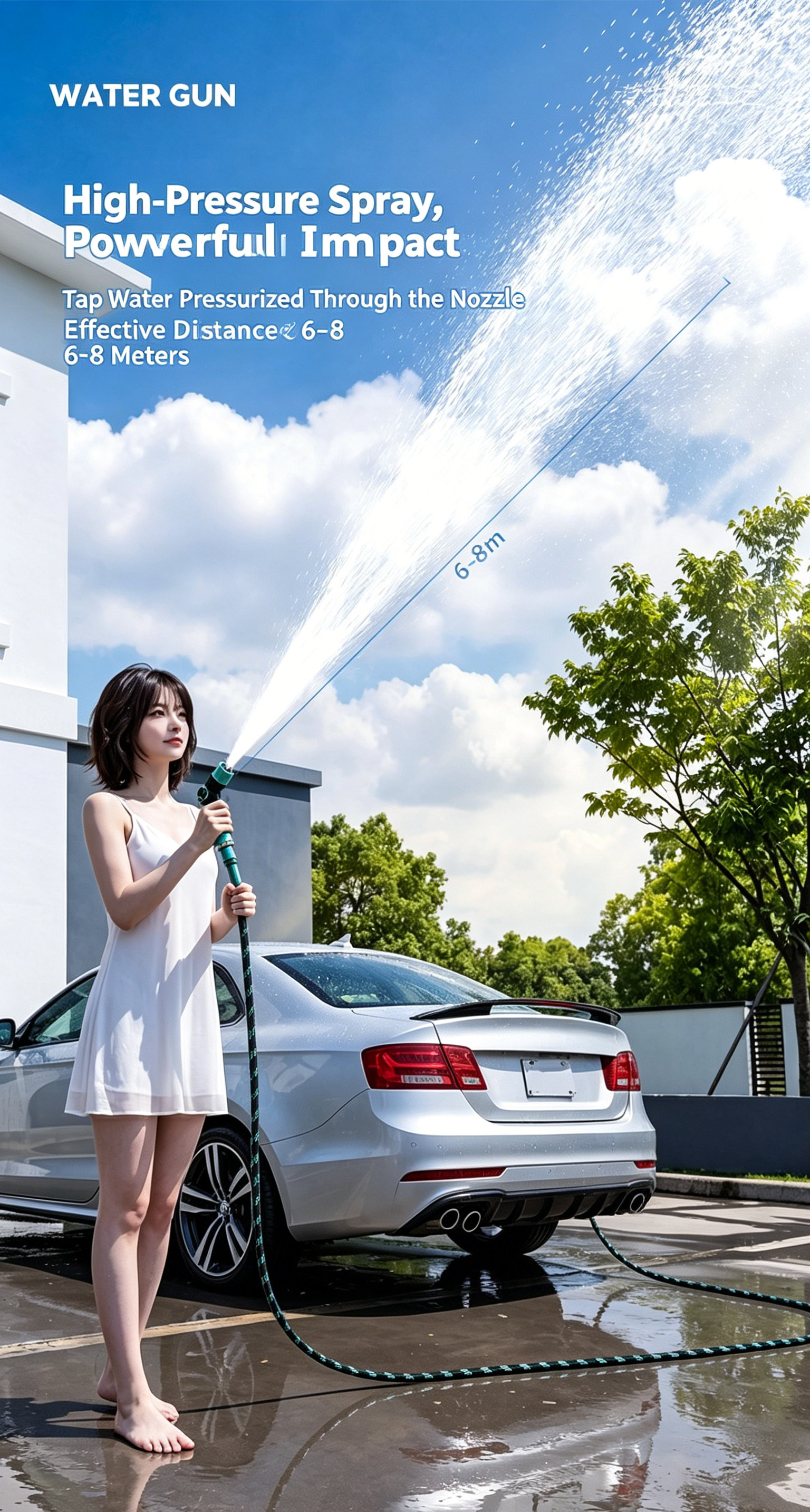 High Pressure Car Wash Nozzle, Household Soft Flush Water Hose Booster Tap, Powerful Spray Gun For Tap Water Floor Cleaning 3