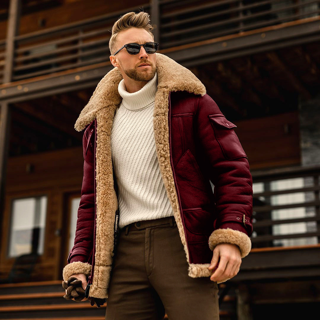 Men's Winter Military Fleece Jacket - Warm Tactical Coat with Fur Collar - Bild 9 von 9