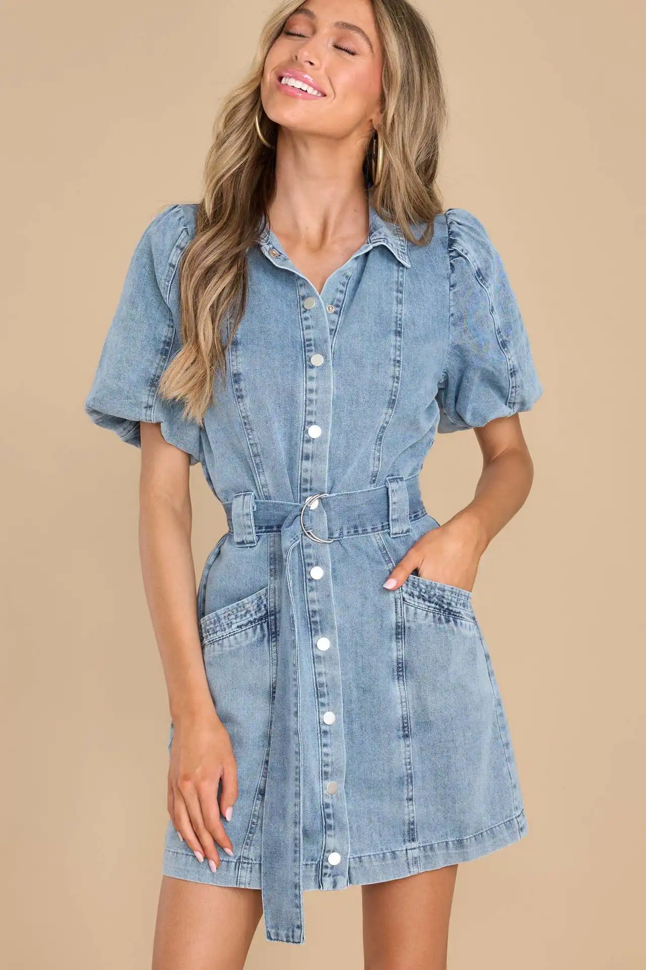 Fashion Loose Casual Denim Short Sleeve Dress
