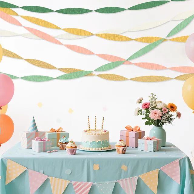 Wedding Party Crepe Paper Decorations, 6 Rolls Crepe Paper Streamers In Olive Green Brown Dark Green Gold Peach White Streamers For Bridal Wedding ... W13732677 - Shop at LoveMi