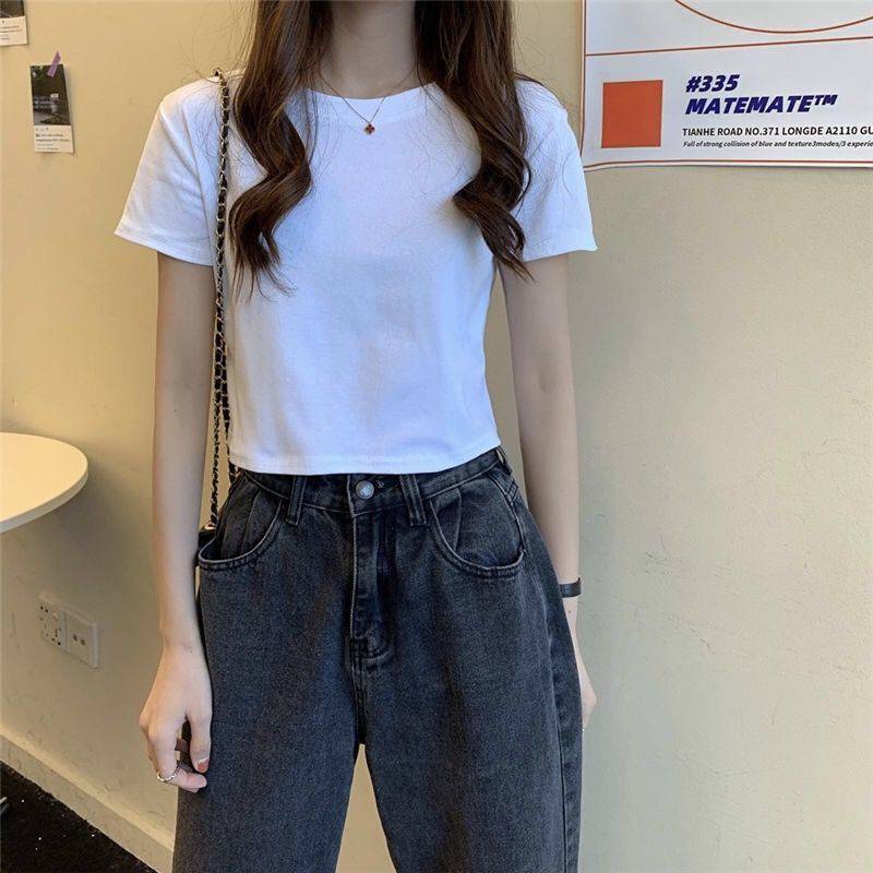 Chain Strap Ins Black Short-sleeved T-shirt Female