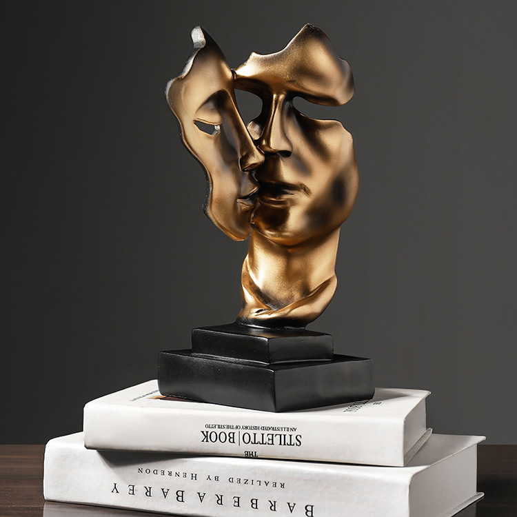 Nordic Mask Resin Model Ornaments Vintage Old Golden Double Mask — foto 4