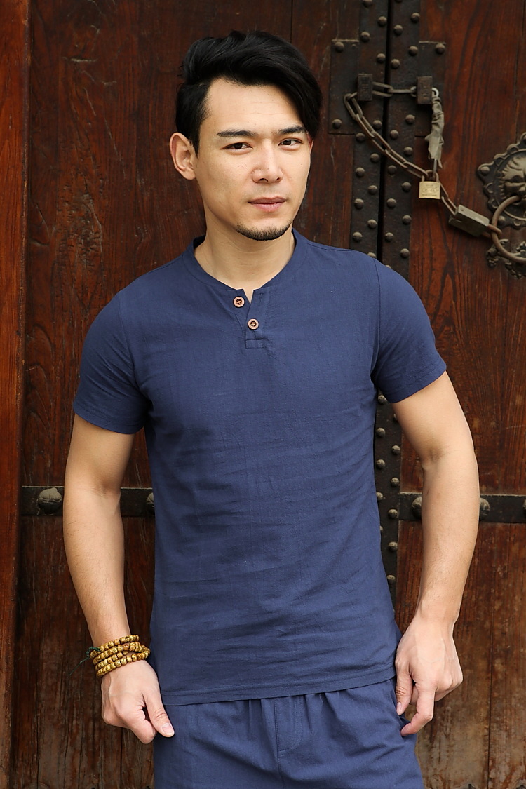 Summer Linen Short-Sleeved T-Shirt Men's Top