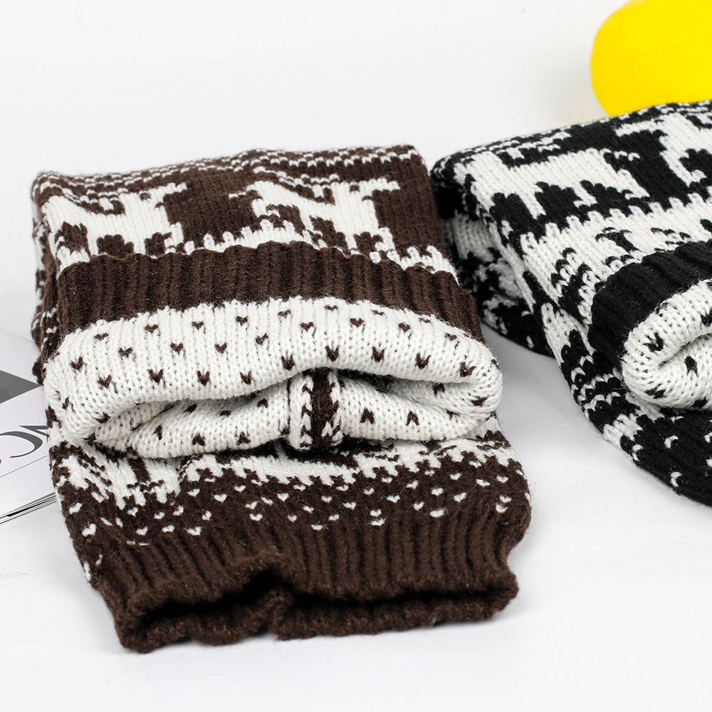 Thickened Christmas Socks Snowflake Deer Knitted Wool Foot Warmer Cover