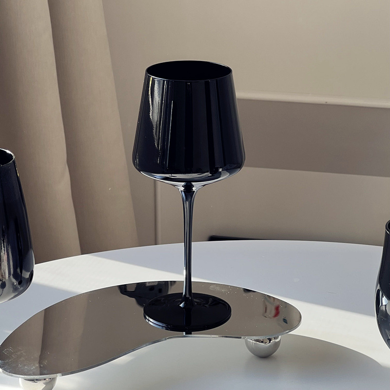 Black Porcelain Crystal Wine Glass - Image 8