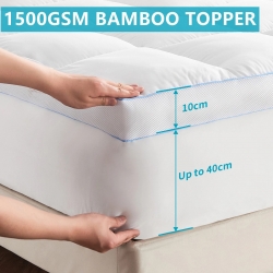 1500GSM Bamboo Mattress Topper Extra Thick 10CM Bed Topper
