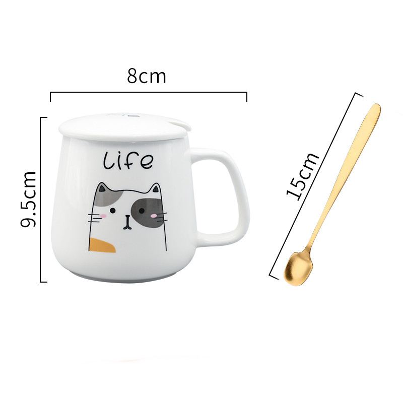 Title 10, Cartoon Ceramic Cat Mug With Lid And Spoon Simp...