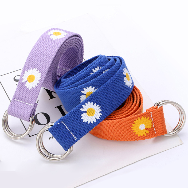Woven Canvas Ladies Casual Decoration Small Daisy Belt