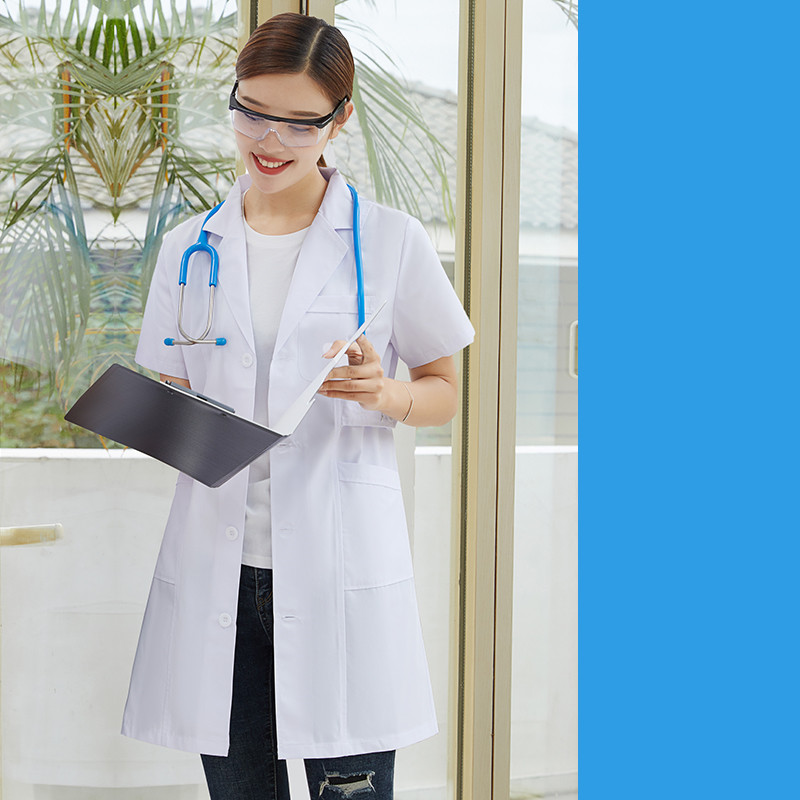 Salon Tattoo Artist Uniform White Coat With Long Sleeves Women Short Sleeves - Shop at LoveMi