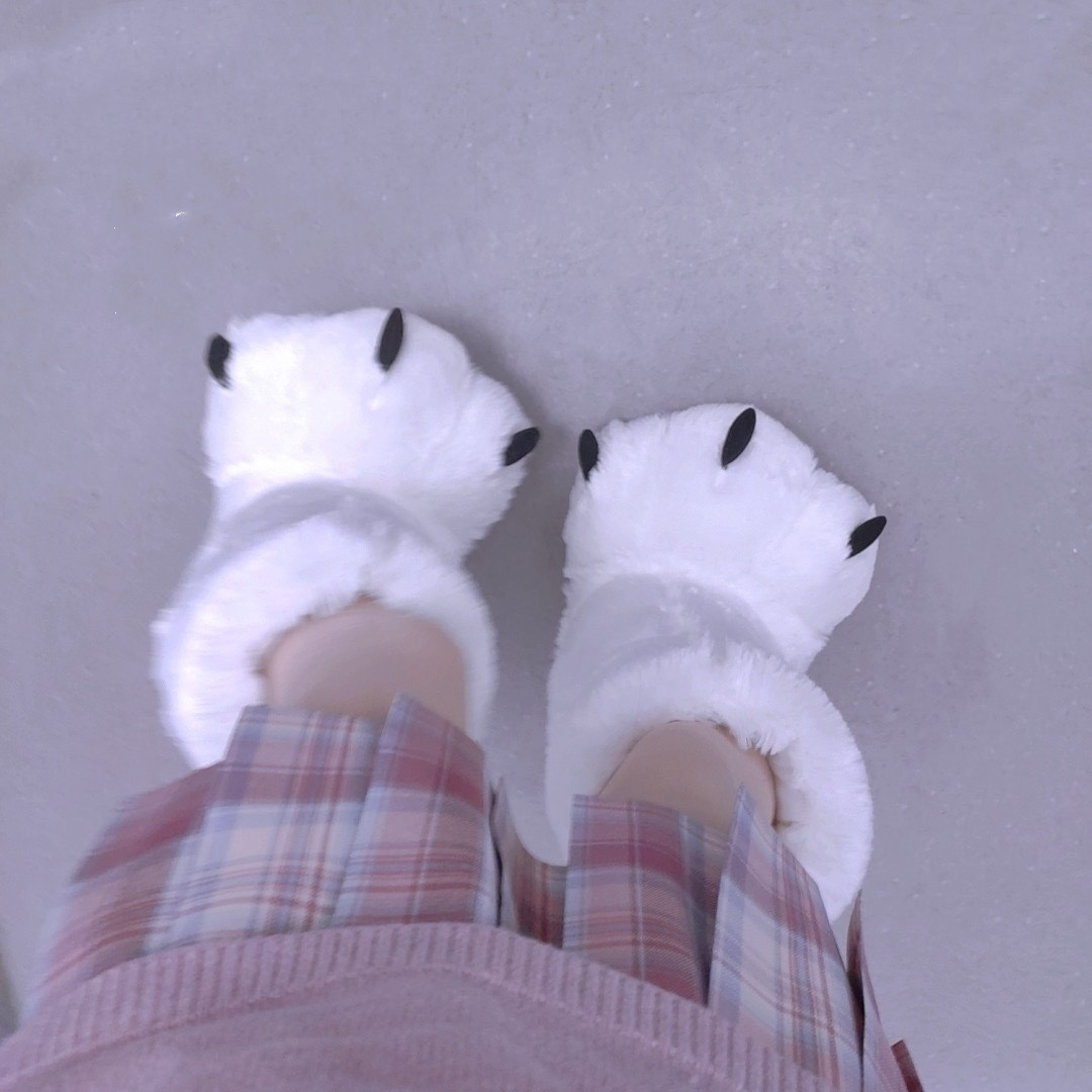 Super High Top Boots Plush Bear Paw Cotton Shoes