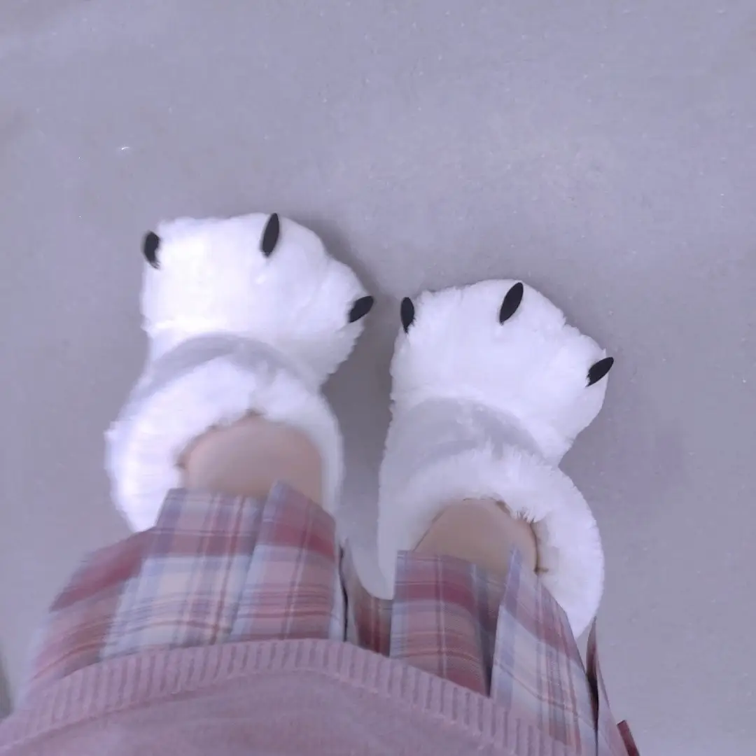 Super High Top Boots Plush Bear Paw Cotton Shoes