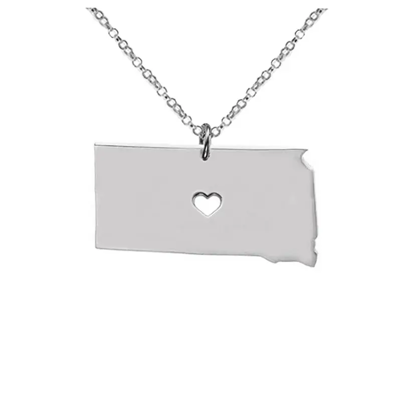 United States South Dakota State Map Stainless Steel Necklace