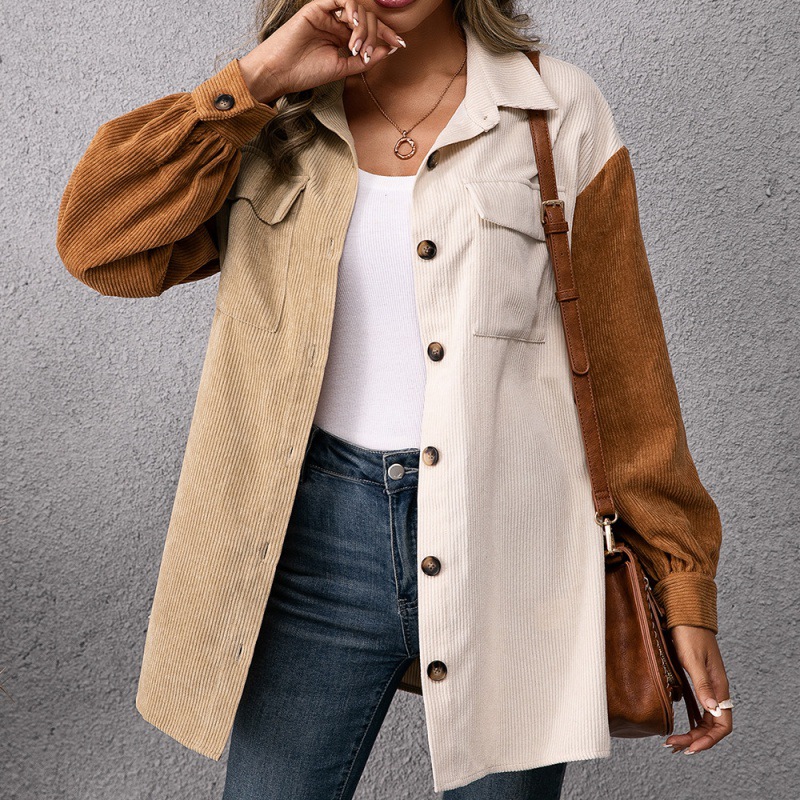 Women's Loose Casual Corduroy Stitching Shirt