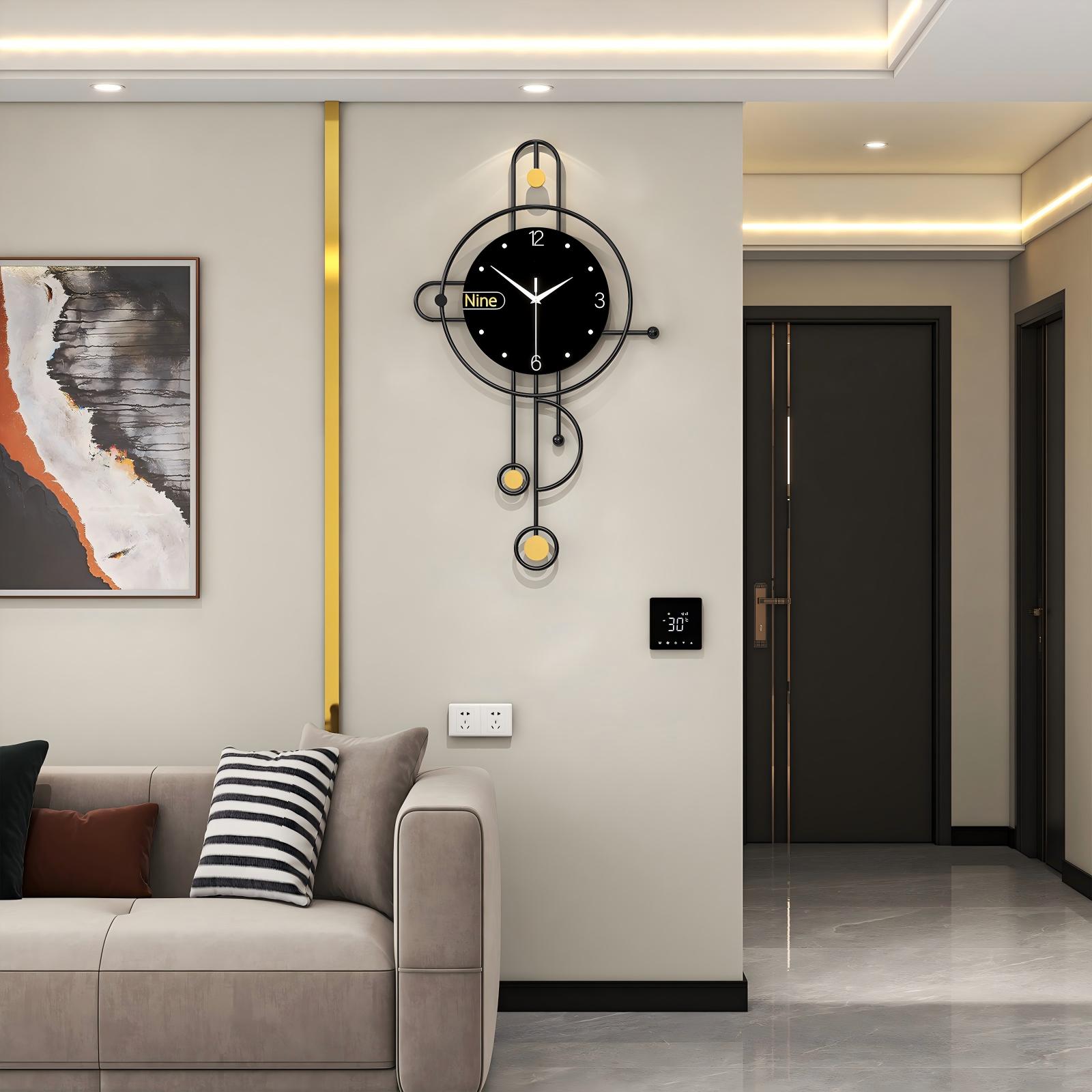 Horloge murale en fer moderne, décoration décorative en métal pour la maison – Image 4