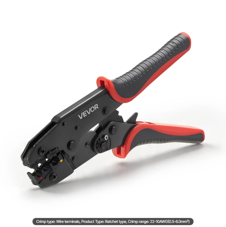 VEVOR Crimping Tool, 22-10 AWG Ratcheting Wire Crimper Tool, Labor-Saving Electrical Terminal Crimp Pliers With Clear Metric & AWG Markings, Quick Release, Adjustable Force For Multiple Terminals
