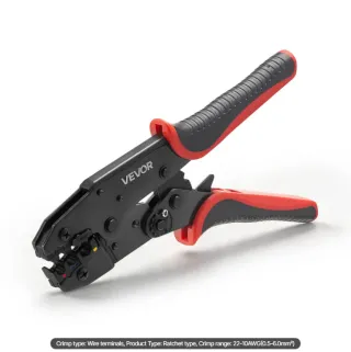 VEVOR Crimping Tool, 22-10 AWG Ratcheting Wire Crimper Tool, Labor-Saving Electrical Terminal Crimp Pliers With Clear Metric & AWG Markings, Quick Release, Adjustable Force For Mul