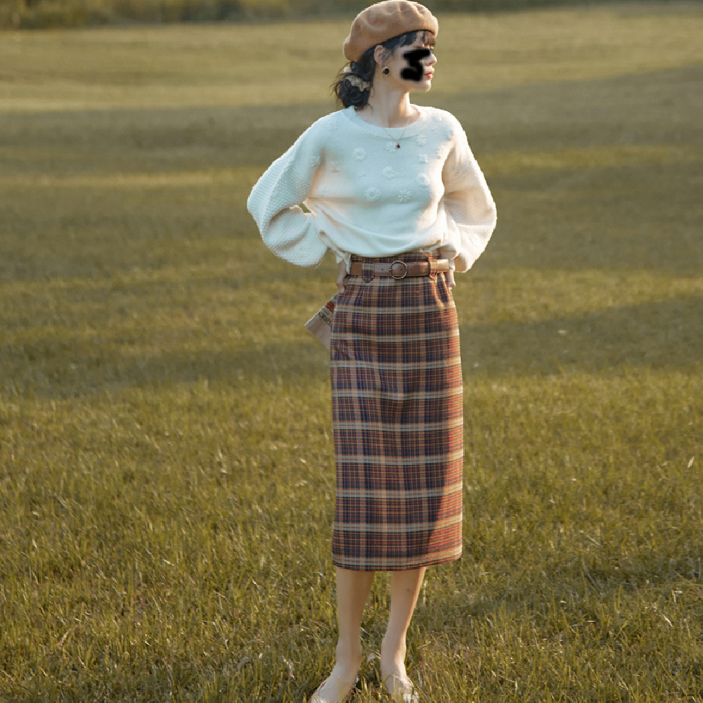 Ladies Fashion Personality Retro Plaid Skirt