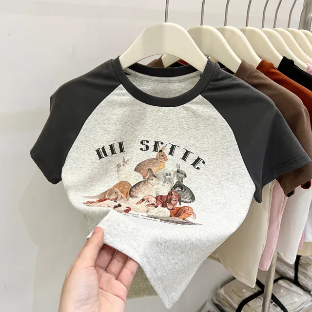 Women's Fashion Retro Cotton Short Sleeve T shirt Top Gray - Shop at LoveMi