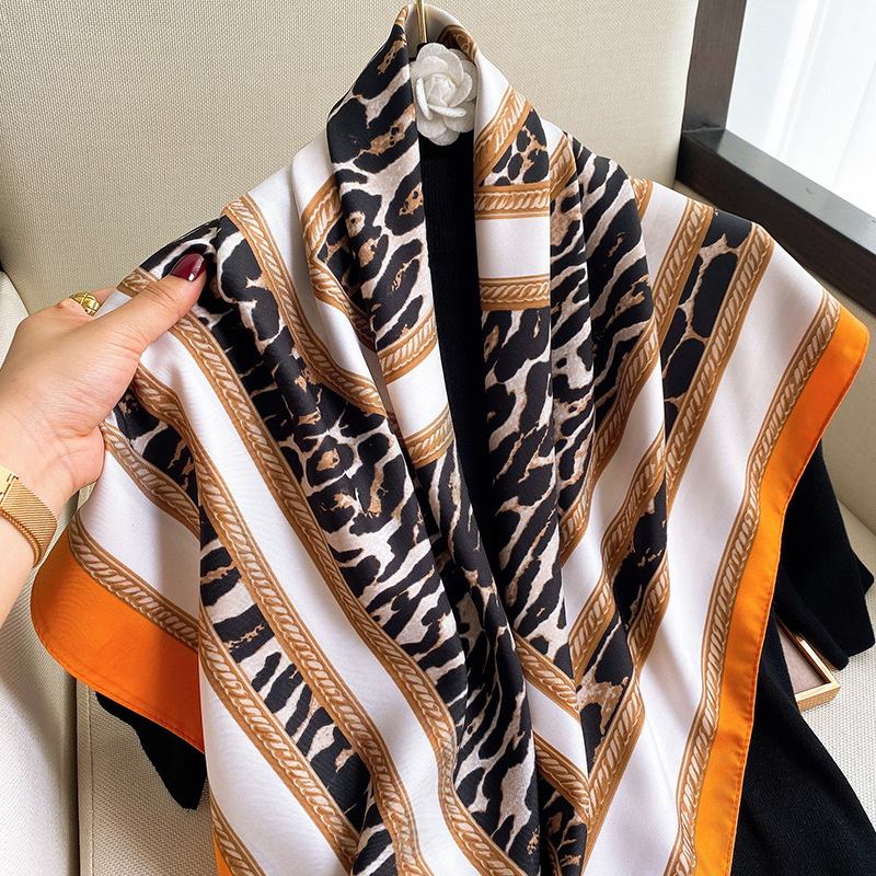 Women's Silk Scarf Leopard Print All Match Decoration