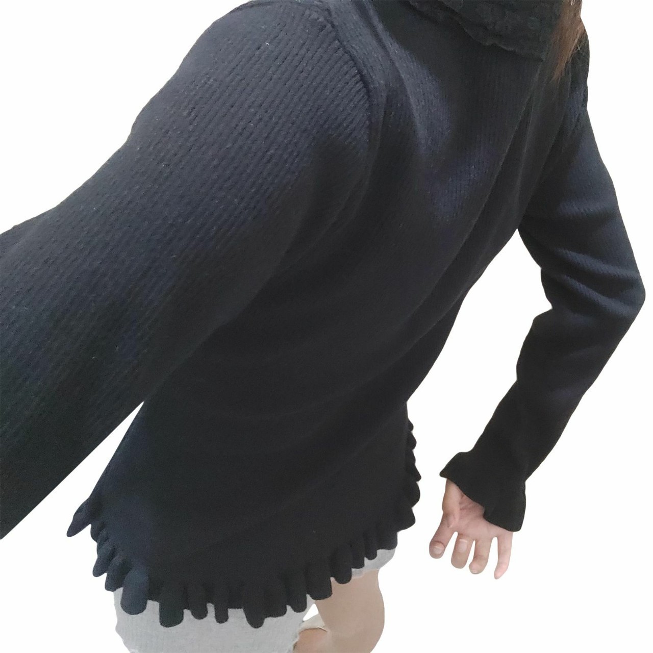 Women's Low-neck Lace Vertical Knitted Long-sleeved Top