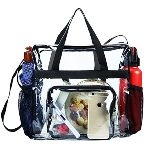 Portable Transparent Shoulder Crossbody Bag Tote Satchel Handbag For Women Black - Shop at LoveMi