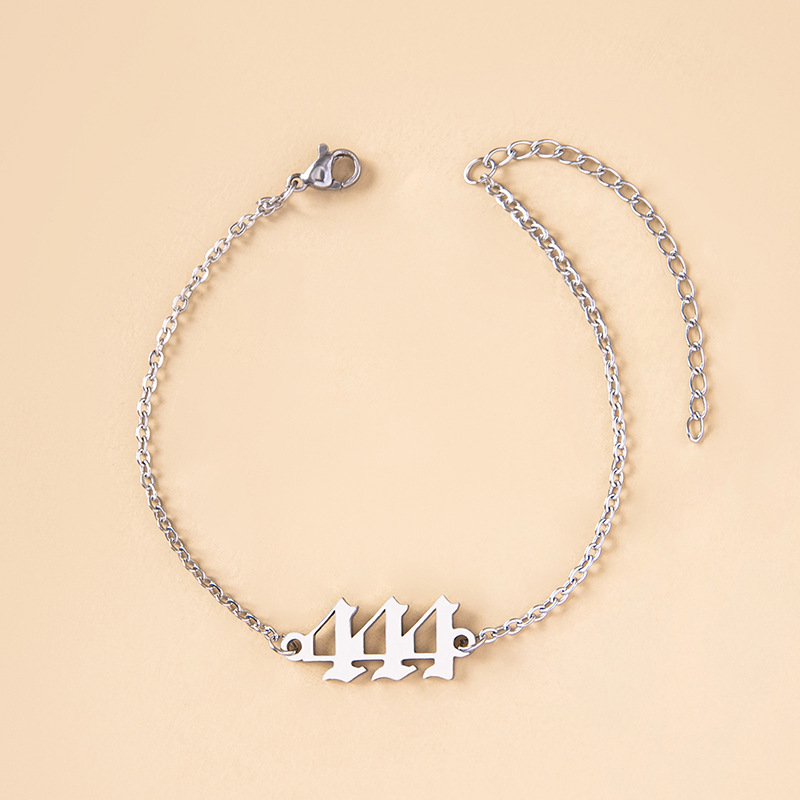 Stainless Steel Lucky Peach Heart Number 4 Bracelet