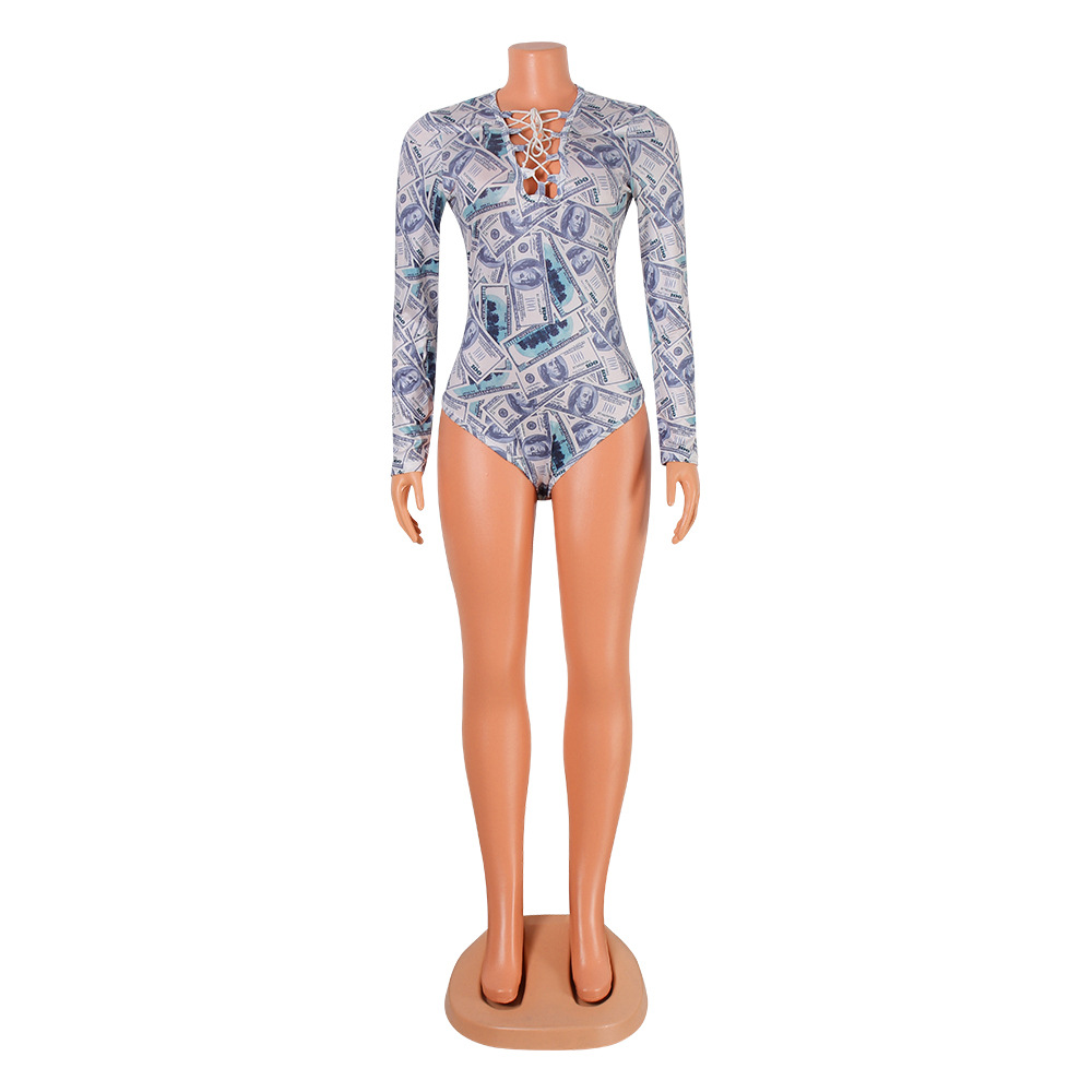 Title 2, Nauwsluitende bodysuit met lange mouwen en print