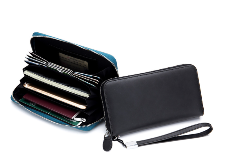 Title 3, Leather Practical Foreign Trade Long Zipper Wallet