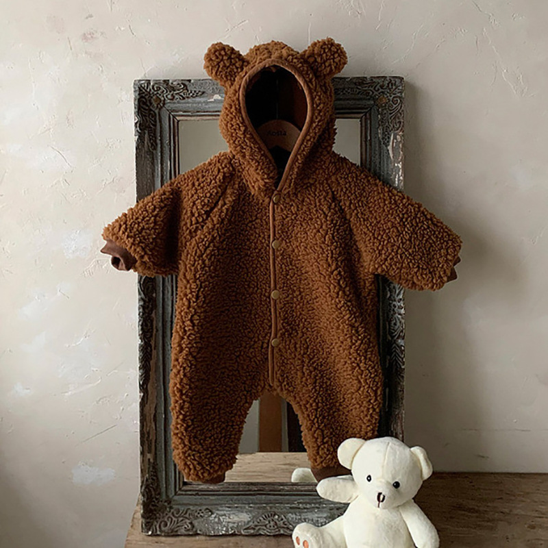 Baby Winter Boys And Girls Bear Double-sided Lamb Hooded Cotton Jersey — foto 7