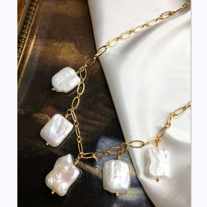 Simple Necklace Inlaid With Natural Special-shaped Pearl Necklace For Women