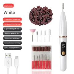 Electric Nail File Compact Nail Removal Tool Portable LCD Electric Nail Clipper Electric Nail Buffer - White - View 1