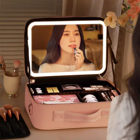 Smart LED Cosmetic Case with Mirror Bag Large Capacity