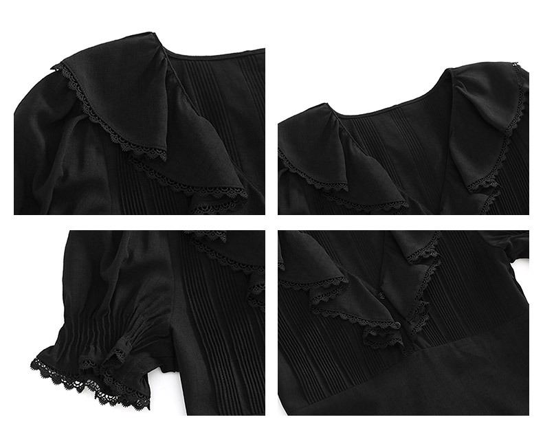 Puff-Sleeve V-Neck Long Dress, picture 5 of 6