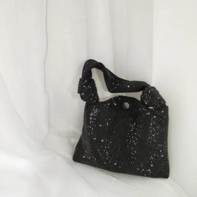 Full Rhinestone Bucket Bag Net Celebrity The Same King Rhinestone Handbag Black - Shop at LoveMi