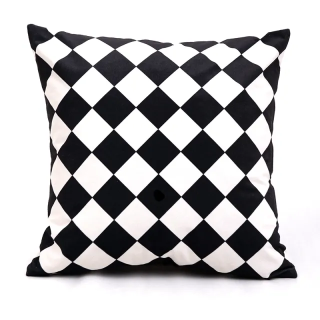 Simple And Modern Black And White Velvet Surface Geometric Pillow Leo Pillow - Shop at LoveMi