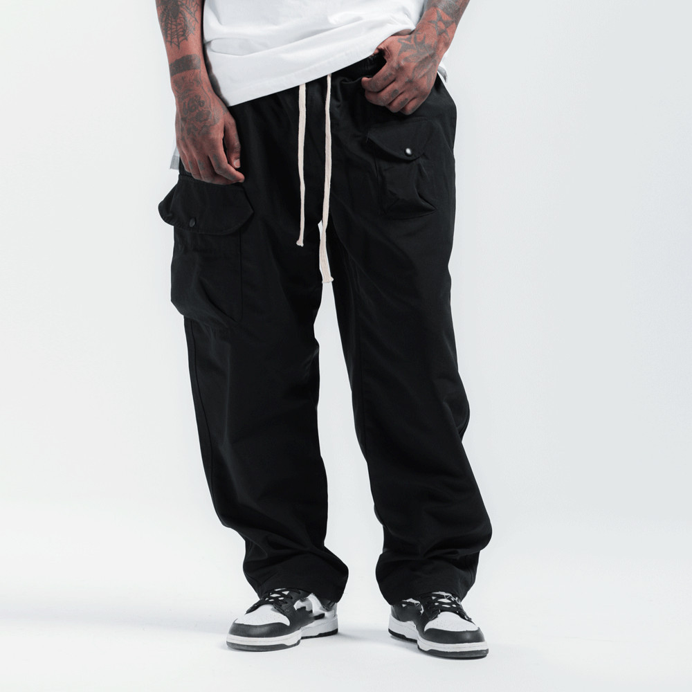 Men's Drawstring Elastic Waist Straight Trousers