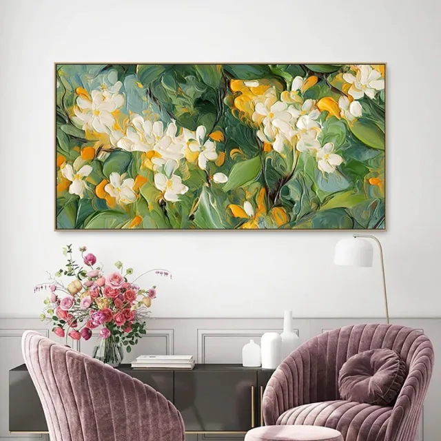 Abstract Floral Handmade Oil Painting On Canvas Wall Art Decoration 3d Texture Original Flowers Crabapple Blossoms For Home Bedroom Decor Rolled Fr... Without Inner Frame - Shop at LoveMi