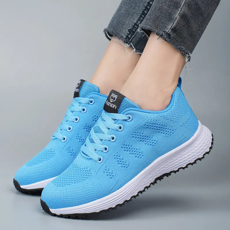 Plus Size Spring and Autumn Sneakers Women's Fly-kit Mesh