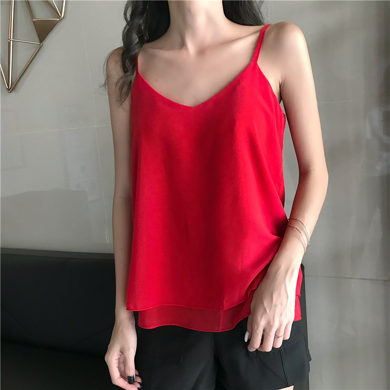 Title 4, V-neck Double Layer Chiffon Vest Sling Women Pl...