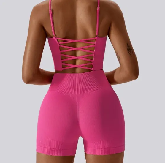 Seamless Knitted Thread Yoga Suit Dragon Fruit Color Suit S - Shop at LoveMi