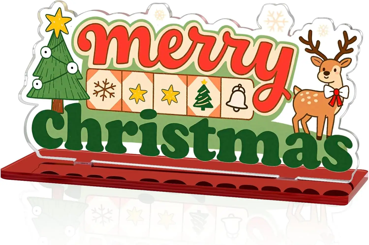 Merry Christmas Acrylic Plaque Sign, Festive Holiday