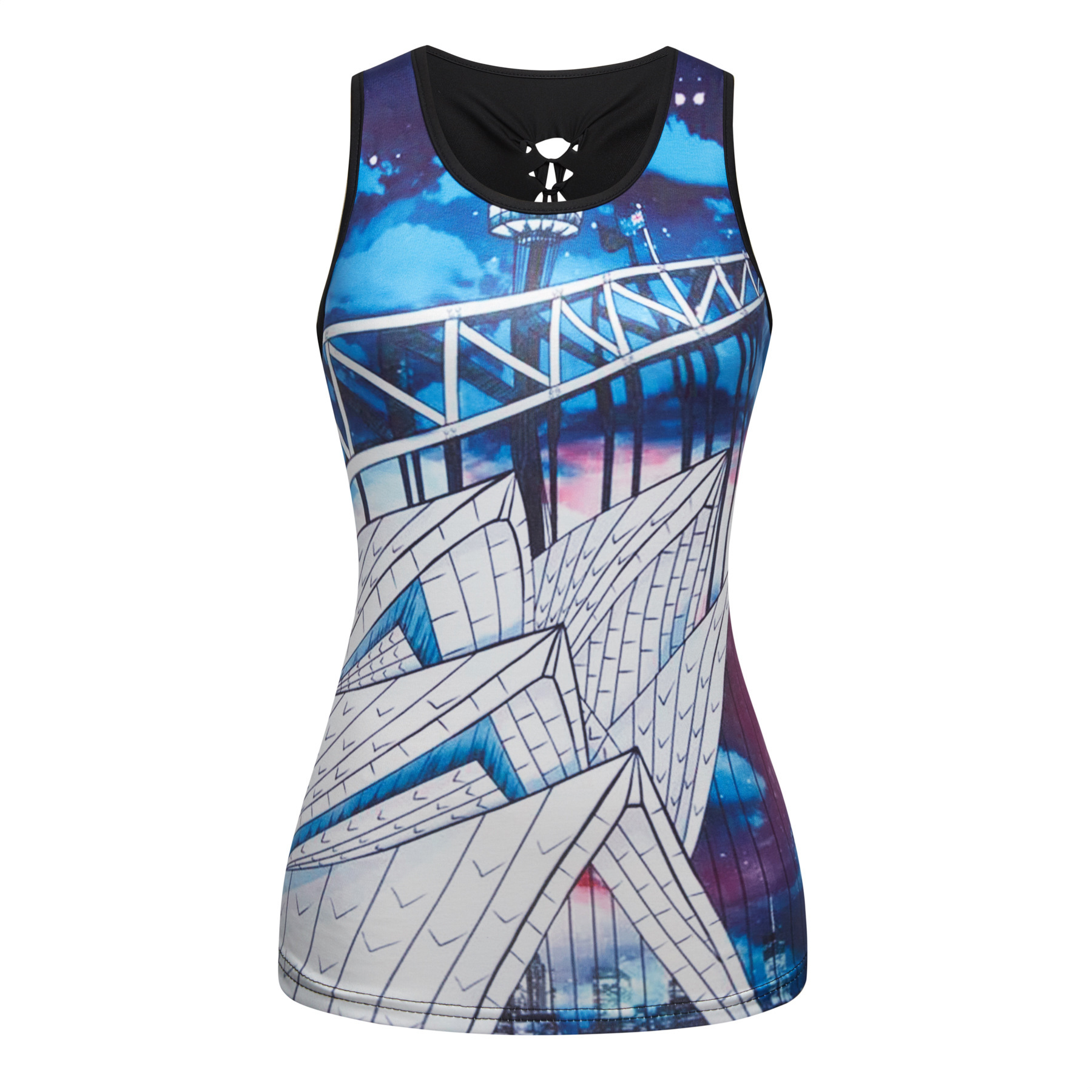 Title 11, Sleeveless Digital Print Sexy Slim T-shirt